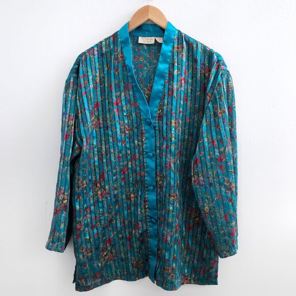 Victoria's Secret Teal Floral Robe - Picture 1 of 7